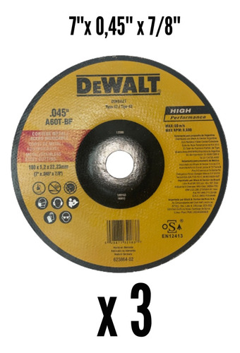 Disco Dewalt Corte Ultrafino 7´´ X 0,45´´ X 7/8´´ X 3 Uds