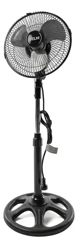 Ventilador De Pie 10'' 70w Delhi 3 Aspas Metalicas 220w 30 Cm 50hz Negro Plateado Metal 3