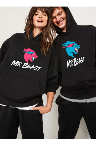 Imagen 2 de 4 de Poleron Canguro Mr Beast / Youtubers / Rosado
