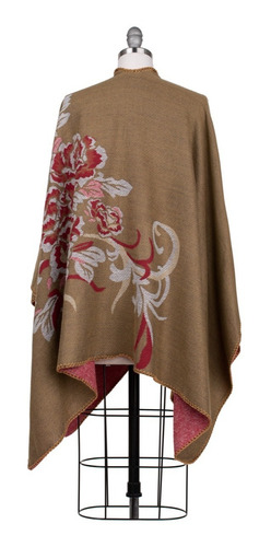 Imagen 5 de 10 de Poncho, Capa, Chal, Mañanita Tejido Floral Bicolor, Suave.