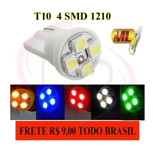 Lampada Pingo T10 4 Led Farol Sandero Ka Palio Gol Moto