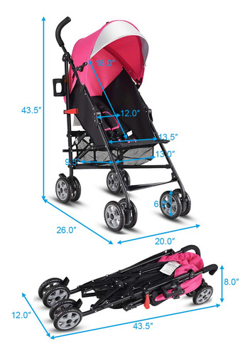 Cochecito Ligero Para Bebé Plegable Viaje Avión Ajustable