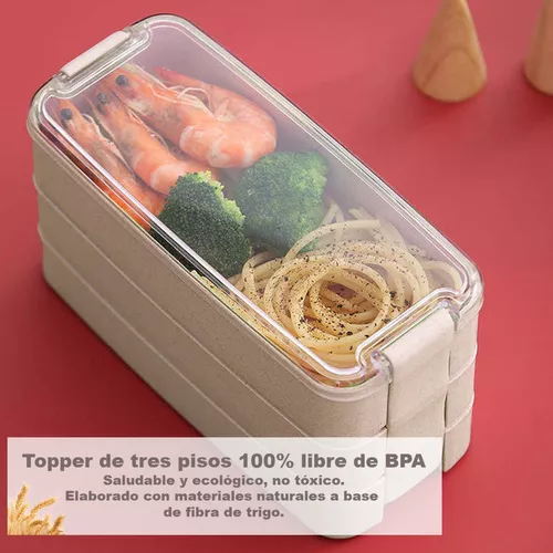 Toppers Lunch Box Con Cubiertos, Tupper Verde de 3 Pisos, Lonchera Térmica  900 Ml Magma Life MG215