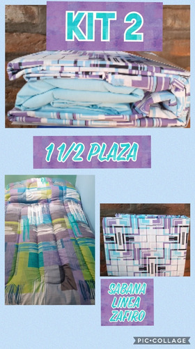 Acolchado Y Juego De Sabana1 1/2 Plaza. Kit Por 2 Unidades