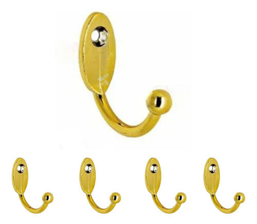 Cabide Gancho De Parede Dourado Pequeno Vertical - 20 Und
