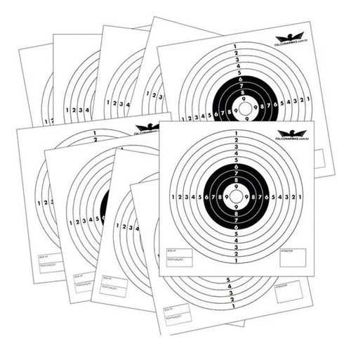 Alvo - Falconarmas - Em Papelão - 14x14 - 100 Unidades