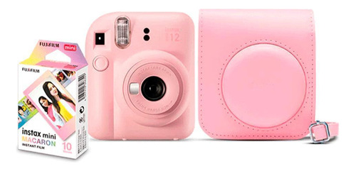 Câmera Fujifilm Instax Mini 12 Rosa + Bolsa + Filme Macaron
