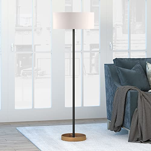 Estella Twotone Floor Lamp With Fabric Shade In Matte B...