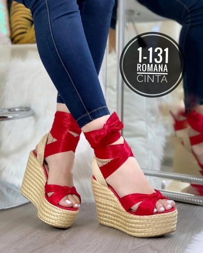 Sandalias Elegantes Tacon De Yute Damas Mujer 