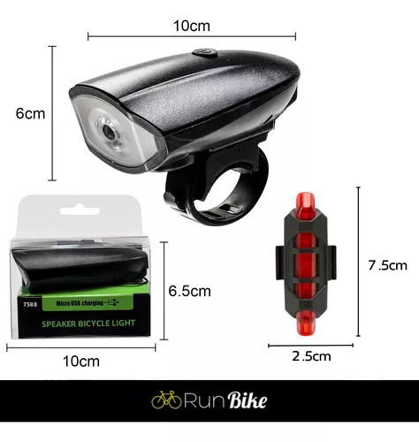 Combo Luces Bicicleta Delantera Y Trasera Recargable