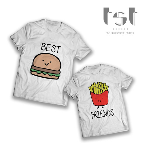 Playeras De Pareja Amigos Best Friends Hamburguesa Y Papas