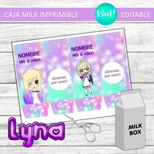 Caja Imprimible Grande Milk Box Editable Lyna Youtuber
