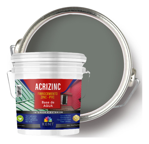 Acrizinc Pintura Techos Semi-satín  Gris Tineta 10lts