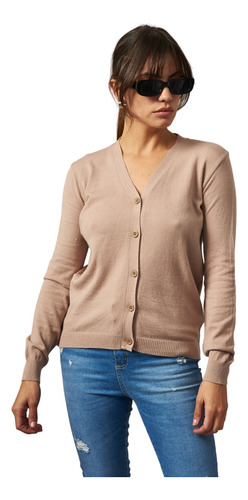 Cardigan Mujer Saco Liso Escote V Gentle - S2810 Prussia