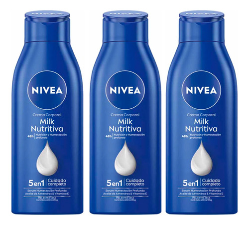 Crema Corporal Nivea Milk Nutritiva - Piel Extra Seca (x3)