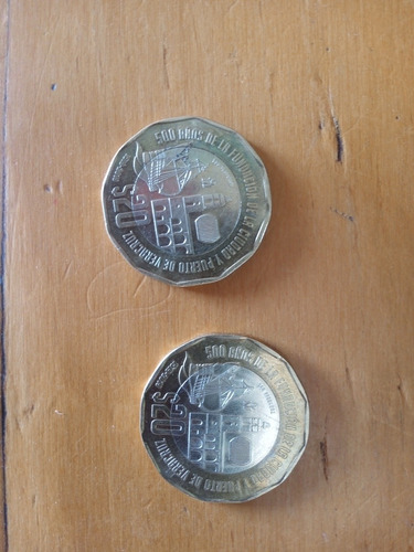 Dos Monedas Conmemorativas De Puerto De Veracruz ($40.000) A