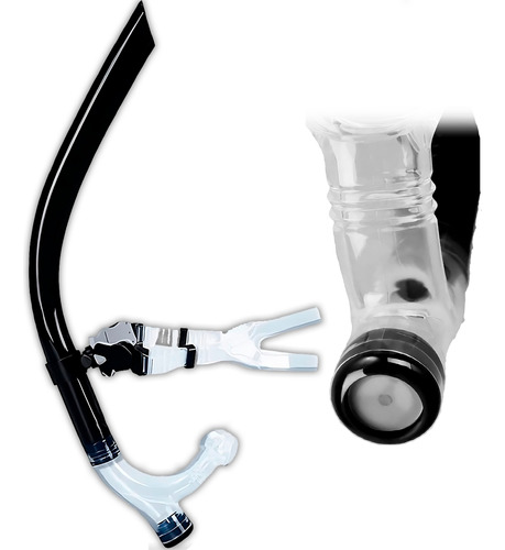 Snorkel Tubo Para Natación Buceo Frontal Con Válvula Negro