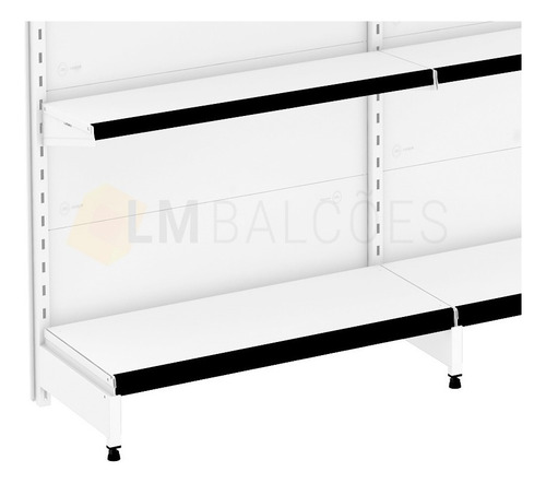 Gondola Parede Alt 1,70 X 5mts 1 Inicial + 4 Continuação Kit Cor Preto