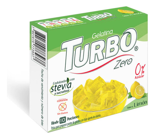 Pack 10 Jalea Gelatina Sin Azúcar Sin Gluten Zero Turbo