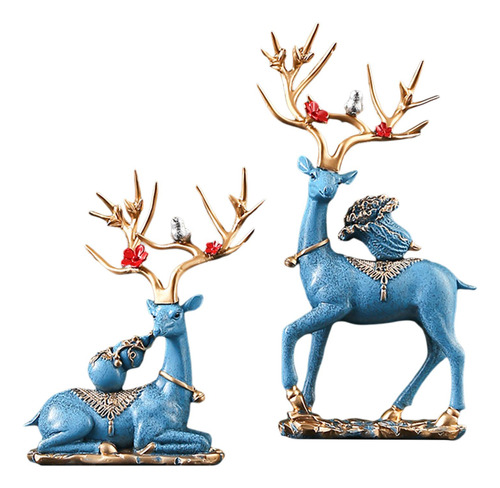 Figuras De Ciervos De Alce, Esculturas De Decoración Azul