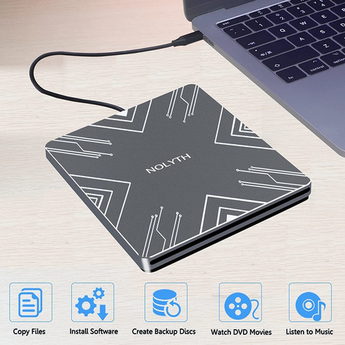 Imagen 3 de 7 de Lector De Cd Externo Portátil De Aleación De Aluminio Usb...