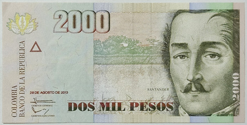 Billete 2000 Pesos 28/ago/2013 Colombia Unc