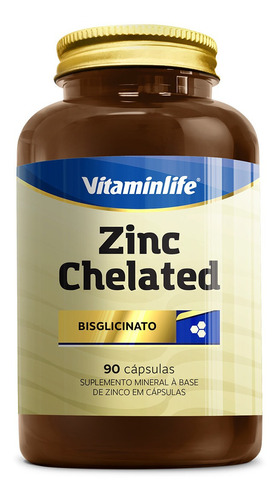 Zinco Quelato Chelated 90 Cápsulas - Vitaminlife Sabor Sem sabor