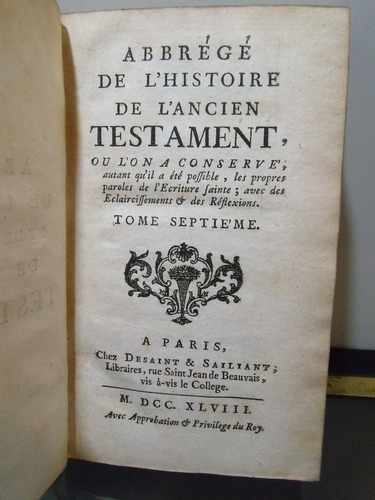 Adp Abbrege De L'histoire De L'ancien Testament ( T 7 ) 1748