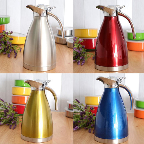 2x1.5l Acero Inoxidable Doble Pared Aislada Cafetera Plata