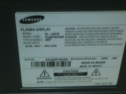 Imagen 1 de 5 de Tv Samsung Plasma 42 Repuestos Varios Modulos