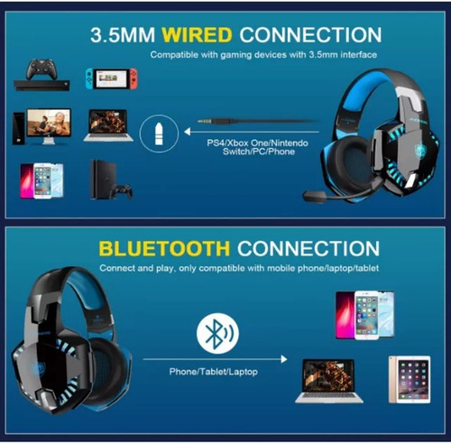 Imagen 5 de 6 de Auriculares Para Juego Ps5 Ps4 Xbox Con Bluetooth Y Cable