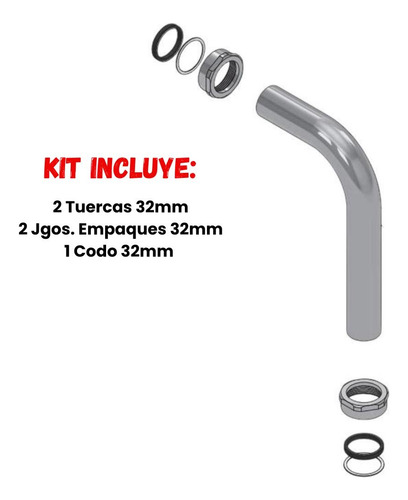 Refacción Codo De 32 Mm Para Fluxometro De Pedal