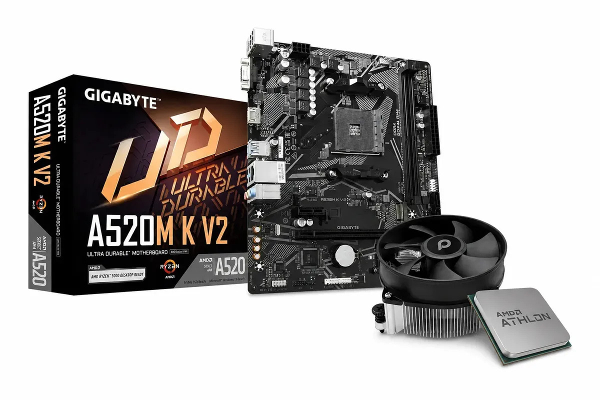COMBO ACTUALIZACION PROCESADOR AMD ATHLON 3000G + MOTHERBOARD GIGABYTE A520M-K V2