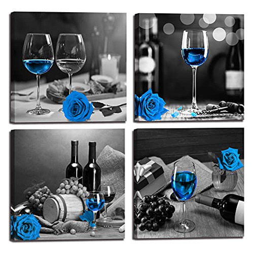 Aburaeart Blue Wine Wall-art - Decoración De La Pared C155u