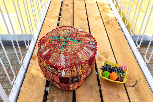 Algodón Patchwork Vintage Boho Bordado Bean Bag Asient...