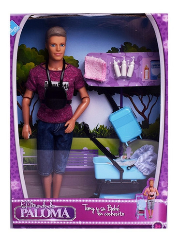 Muñeco Tomy Y Su Bebé En Cochecito Simil Ken Paloma