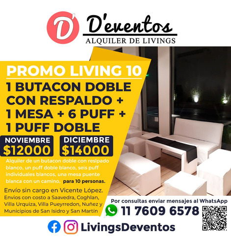 Alquiler De Livings Zona Norte Puff Minipuff Horno Sillas
