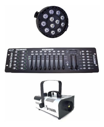 Kit 10 Par Led 12x1w Rgbw Dmx 512 Maquina De Fumaça 1200w