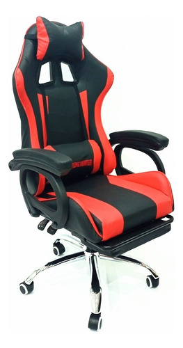 Silla de escritorio Ideon SG03 gamer ergonómica  roja y negra con tapizado de cuero sintético