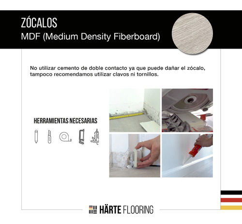 Zocalo Piso 2.4m Largo Mdf Curves 8cm Altura X Unidad