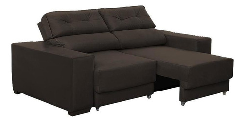 Sofá Retrátil Reclinável 3 Lugares 1,80m Rubia Suede Marrom