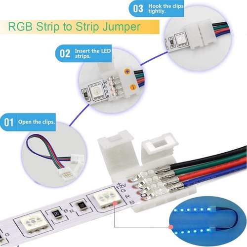 Kit De Conectores Led Para Tira Led Rgb 5050 De 10 Mm Y 4 Pi