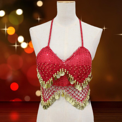 2 Trajes De Top Corto Con Lentejuelas, Ropa De Baile, Rojo