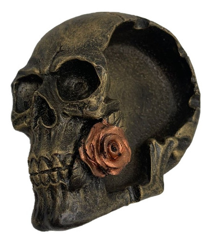 Cinzeiro Cranio Caveira Rosto Rosa Na Boca  Resina 12cm