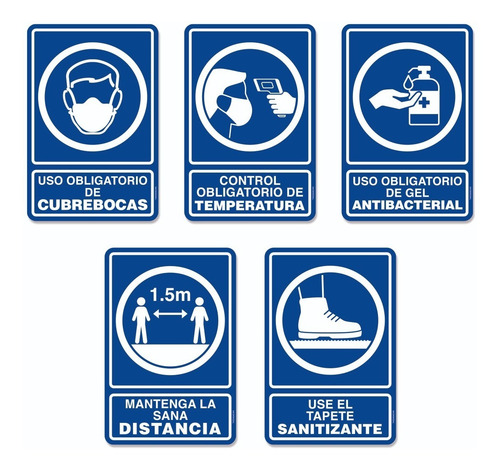 Señalamientos Covid Básico - Kit 5 Piezas