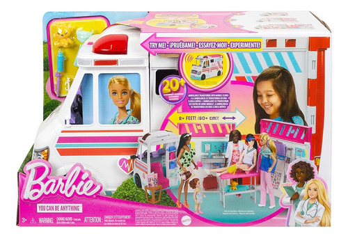 Barbie Ambulancia Hospital +20 Piezas Mattel Luz Y Sonido!!!