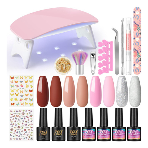 Kit De Esmalte De Unas De Gel Con Luz Uv, 4 Piezas, Kit De I