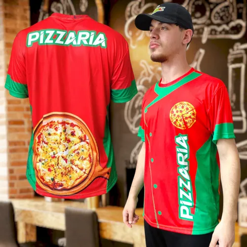 Uniforme Camiseta Pizza Pizzaria Pronta Entrega Top Parcelamento