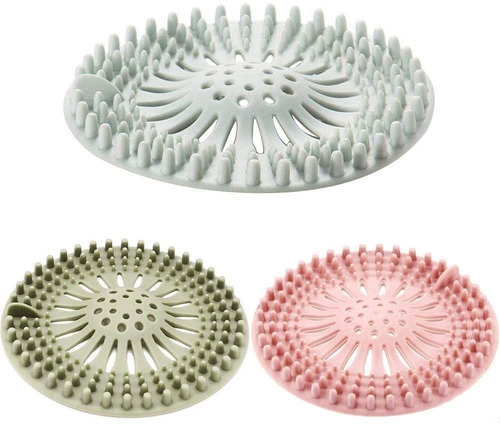 Set X 3 Rejilla Silicona Atrapa Pelos Bañera Basura Cocina