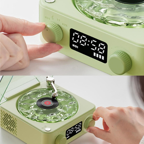 Altavoz Retro De Vinilo Con Reproductor De Discos Waves